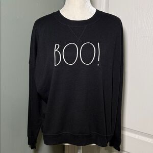 Rae Dunn BOO! Halloween Sweater Black Crewneck Pullover Women’s XL